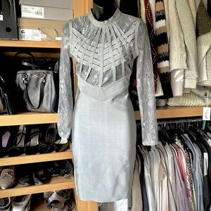 ⭐️BOGO FREE⭐️ WOW COUTURE Bandage Lace Crisscross Cutout Silver Gray Dress